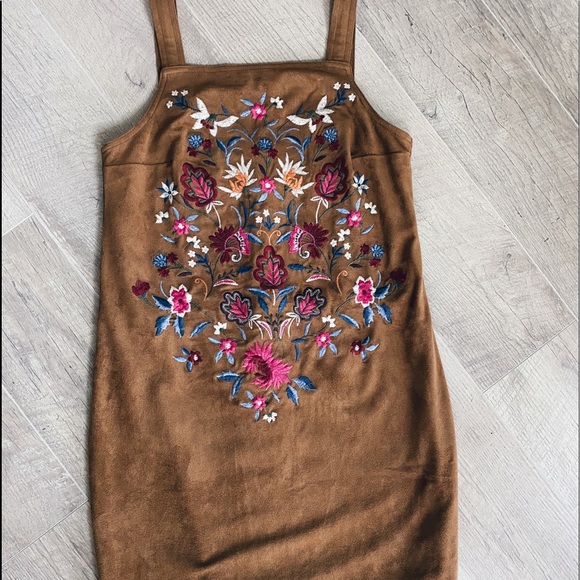 suede embroidered dress - Picture 1 of 4